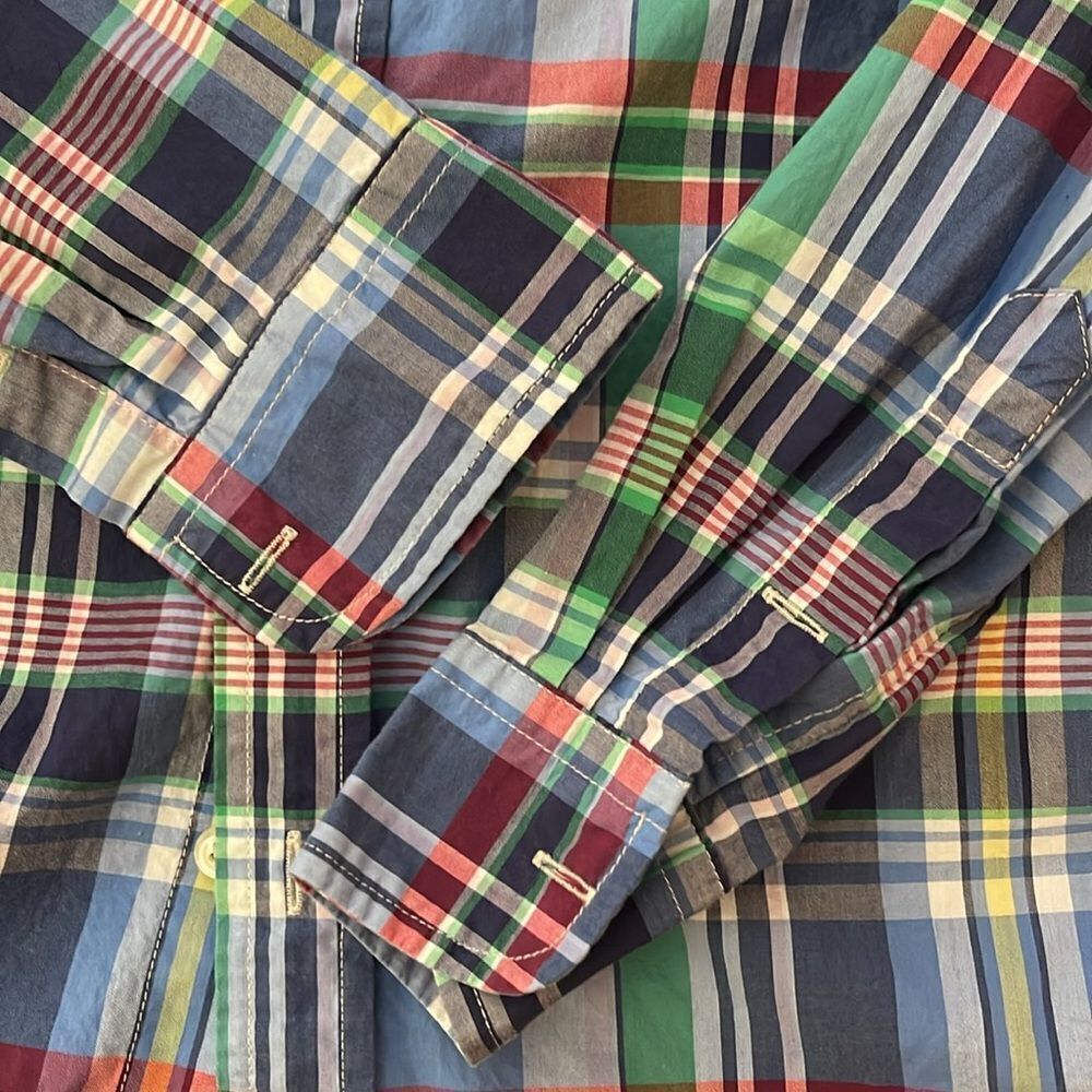 Ralph Lauren Plaid blue green button down Long Sleeve Shirt - Picture 4 of 5